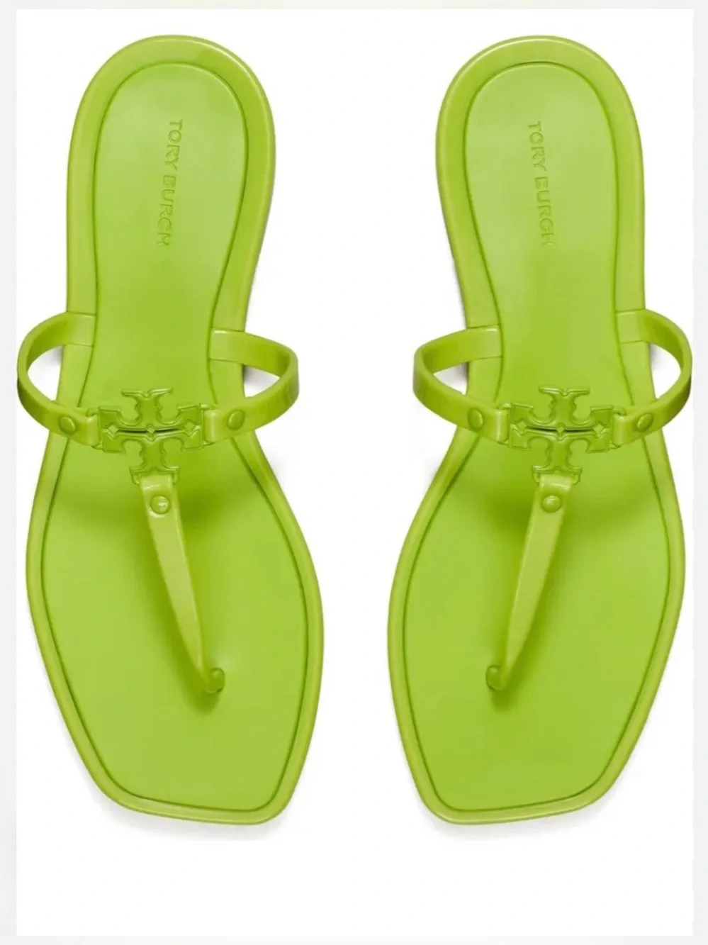 tory burch leaf green roxanne jelly thong sandals, women’s 9 NEW